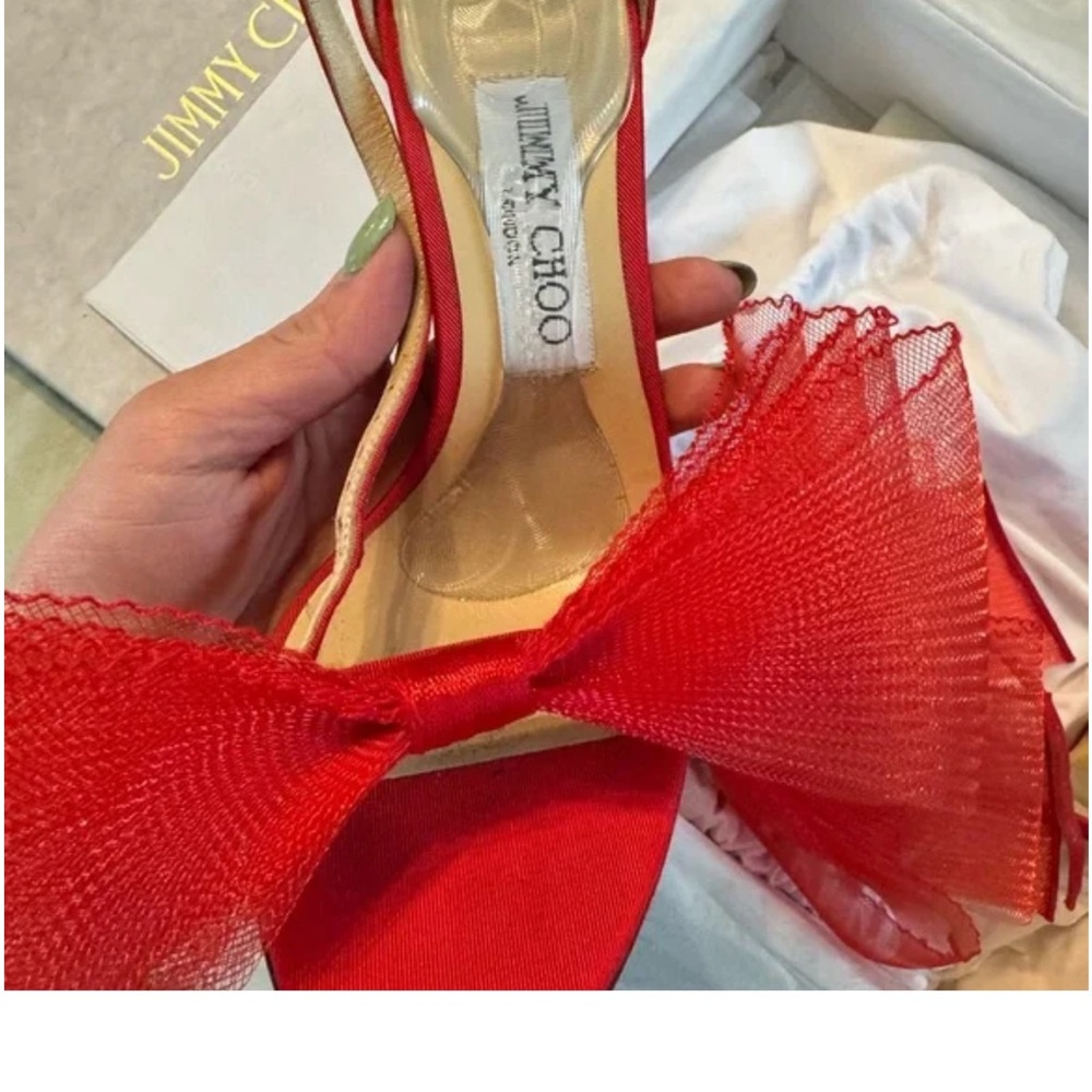 Jimmy Choo Red Ribbon Heels - Picture 3 of 4